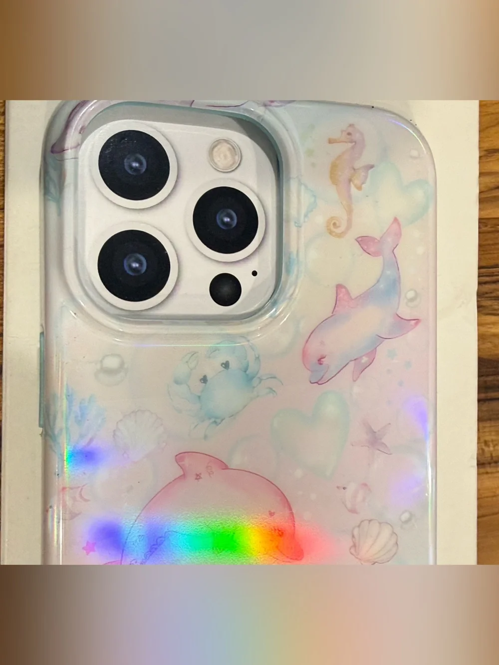 Velvet Caviar Holographic Dolphin Phone Case - Pastel Pink & Pastel Blue